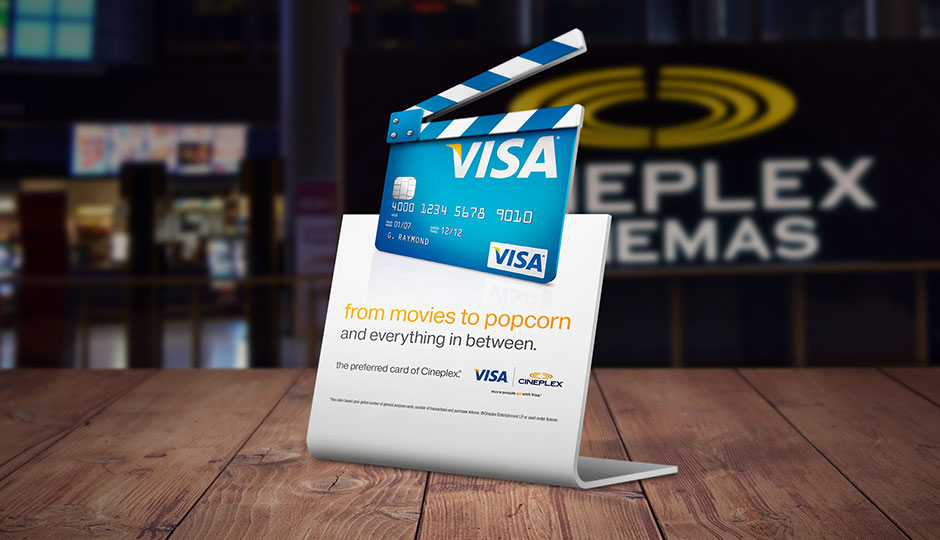Alan Weaving, CreativeElements.ca, Visa, Cineplex, partnership, preffered card, illustration, digital, tent card, table card